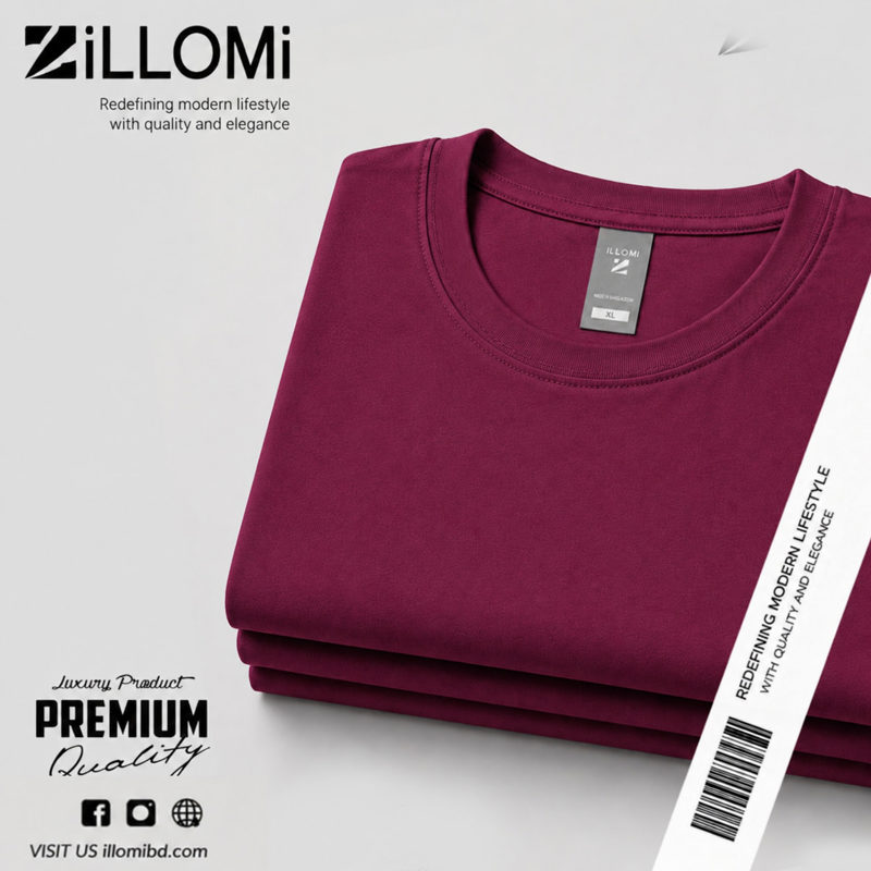 Solid-T-shirt-Cotton-Maroon image 4