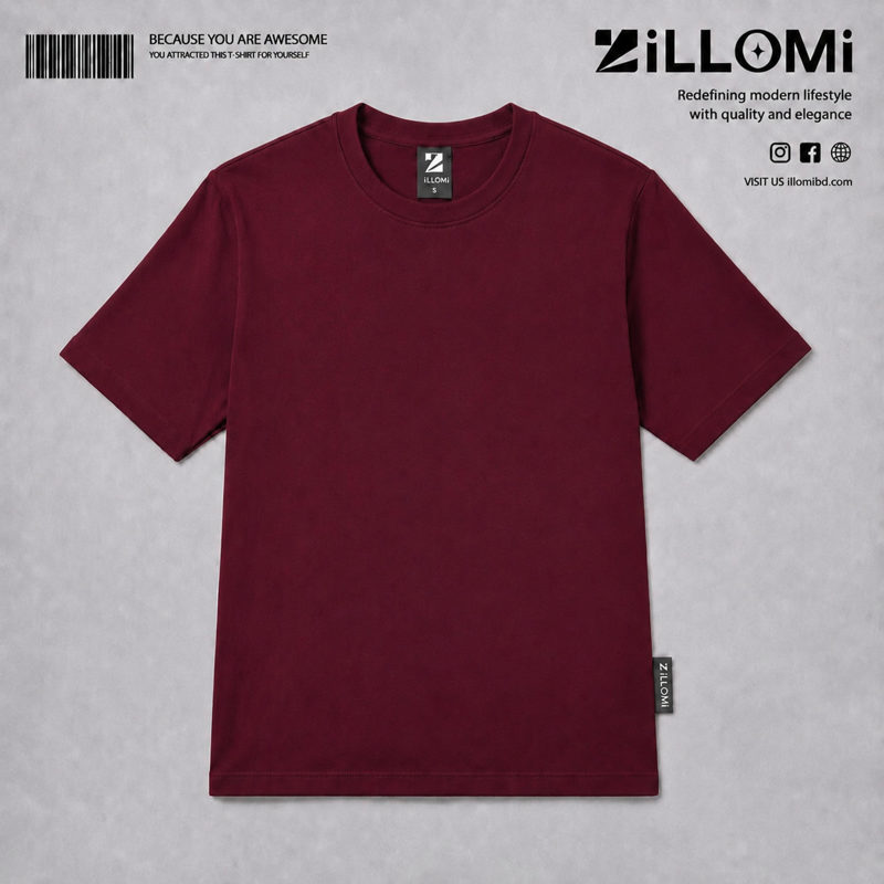 Solid-T-shirt-Cotton-Maroon image 1