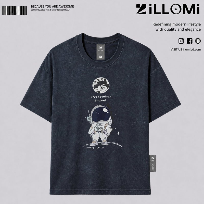 Interstellar Travel Acid Wash Drop-Shoulder  Black image 1