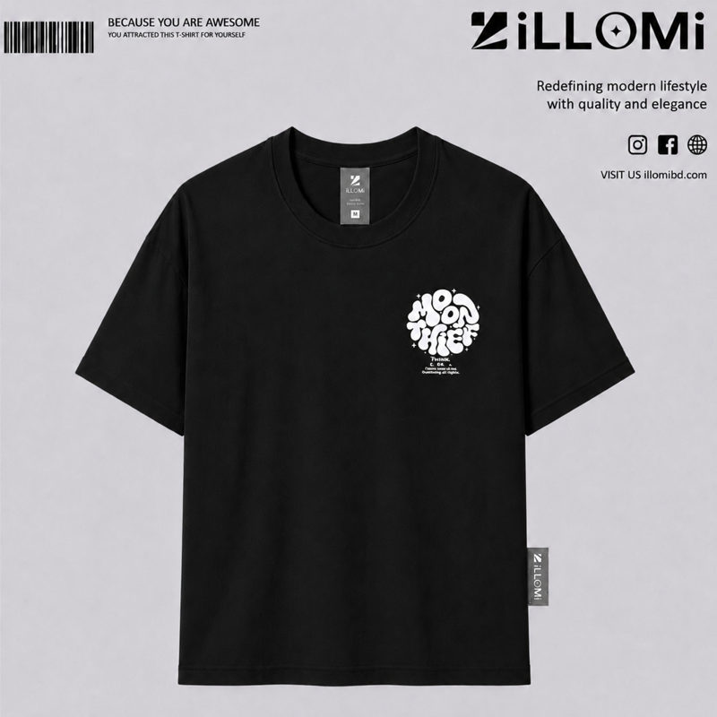 MOON THIEF GALAXY Dtf back and front Drop-Shoulder black image 1