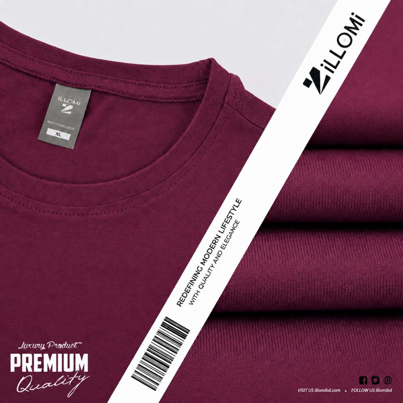 Solid-T-shirt-Cotton-Maroon image 3