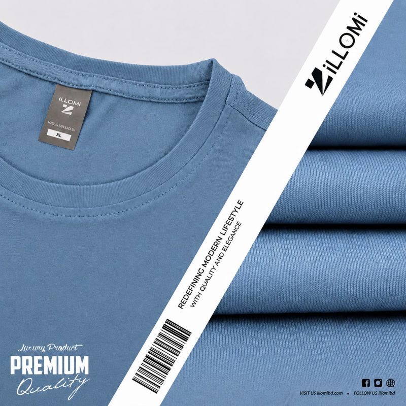 Solid-T-shirt-Cotton-Dusty Blue image 2