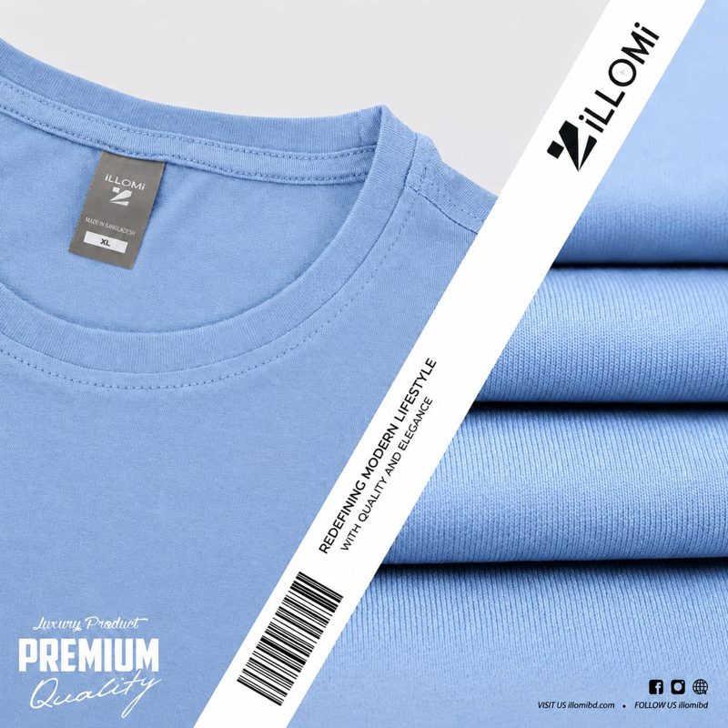 Solid-T-shirt-Cotton-Sky Blue image 2