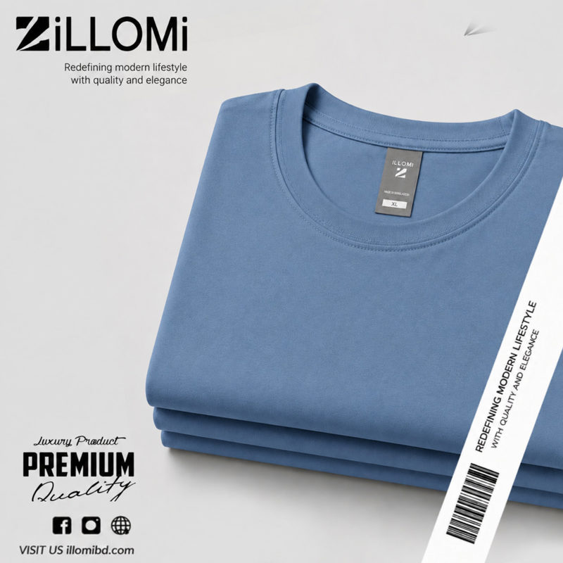 Solid-T-shirt-Cotton-Dusty Blue image 4